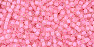 TOHO Round 11/0 Tube 2.5&quot; : Inside Color Transparent Rainbow Crystal/Hot Pink Lined