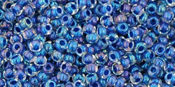 TOHO Seed Beads Round 11/0 Tube 2.5&quot; Inside Color Luster Crystal/Dk Capri Lined