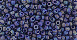 TOHO Seed Beads Round 11/0 Tube 2.5&quot; Semi Glazed Rainbow Navy Blue