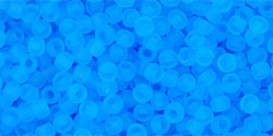 TOHO Seed Beads Round 11/0 Tube 2.5"Transparent Frosted Med Aquamarine