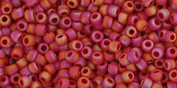 TOHO Round 11/0 Tube 2.5&quot; : Opaque Rainbow Frosted Cherry