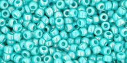 TOHO Seed Beads Round 11/0 Tube 2.5&quot; Opaque Rainbow Turquoise