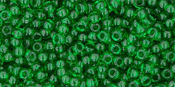 TOHO Seed Beads Round 11/0 Tube 2.5&quot; Transparent Grass Green