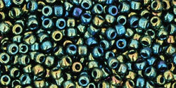 TOHO Seed Beads Round 11/0 Tube 2.5&quot; Metallic Iris Green Brown