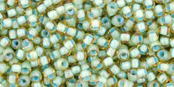 TOHO Seed Beads Round 11/0 Tube 2.5" Inside Color Rainbow Lt Topaz/Sea Foamed Lined