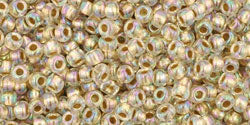 TOHO Seed Beads Round 11/0 Tube 2.5&quot; Gold Line Rainbow Crystal