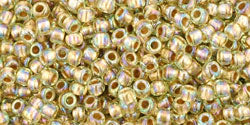 TOHO Seed Beads Round 11/0 Tube 2.5" Gold Lined Rainbow Lt Jonquil