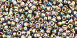 TOHO Seed Beads Round 11/0 Tube 2.5&quot; Gold Lined Rainbow Black Diamond