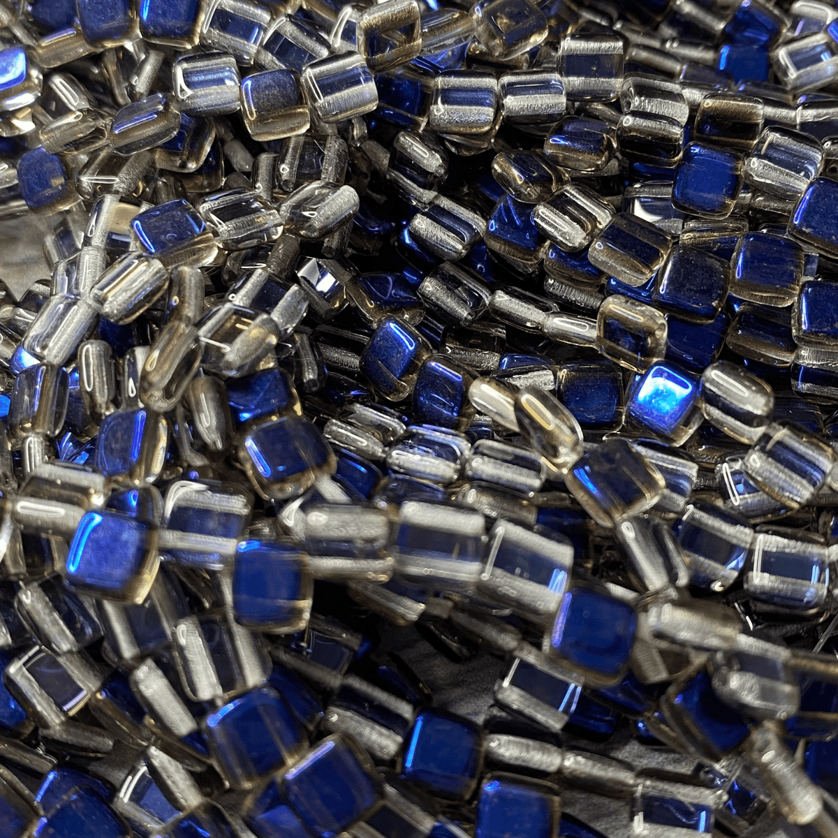 Czech Glass 6mm Tile Bead Two Tone Blue Purple 25 pcs