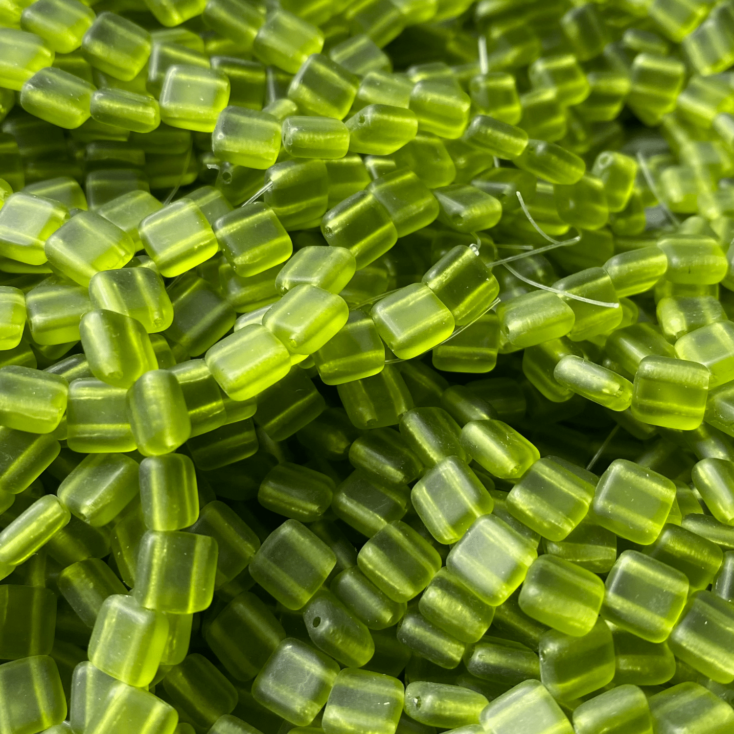 Czech Glass 6mm Tile Bead Fern Green Matte  25 pcs