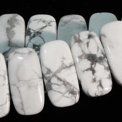 White Howlite 10x20mm double drilled 8 inch strand