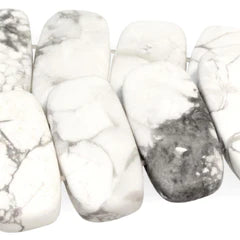 Matte White Howlite 10x20mm double drilled 8 inch strand