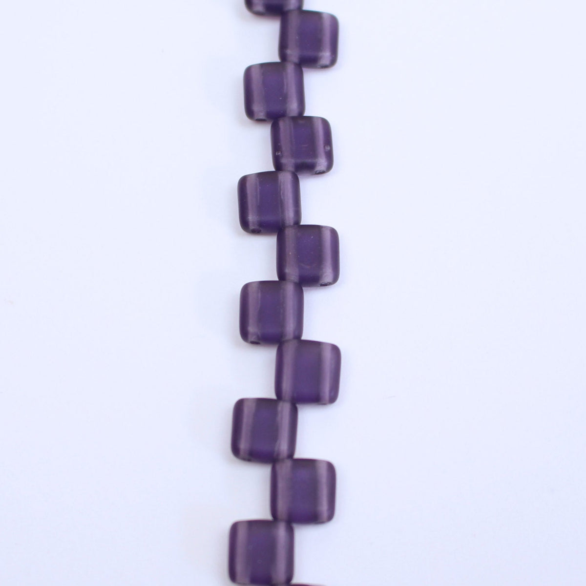 Czech Glass 6mm Tile Bead Medium Purple Matte