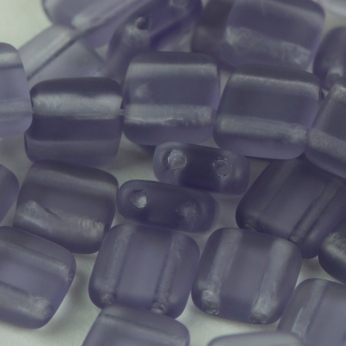 Czech Glass 6mm Tile Bead Light Purple Matte 25 pcs