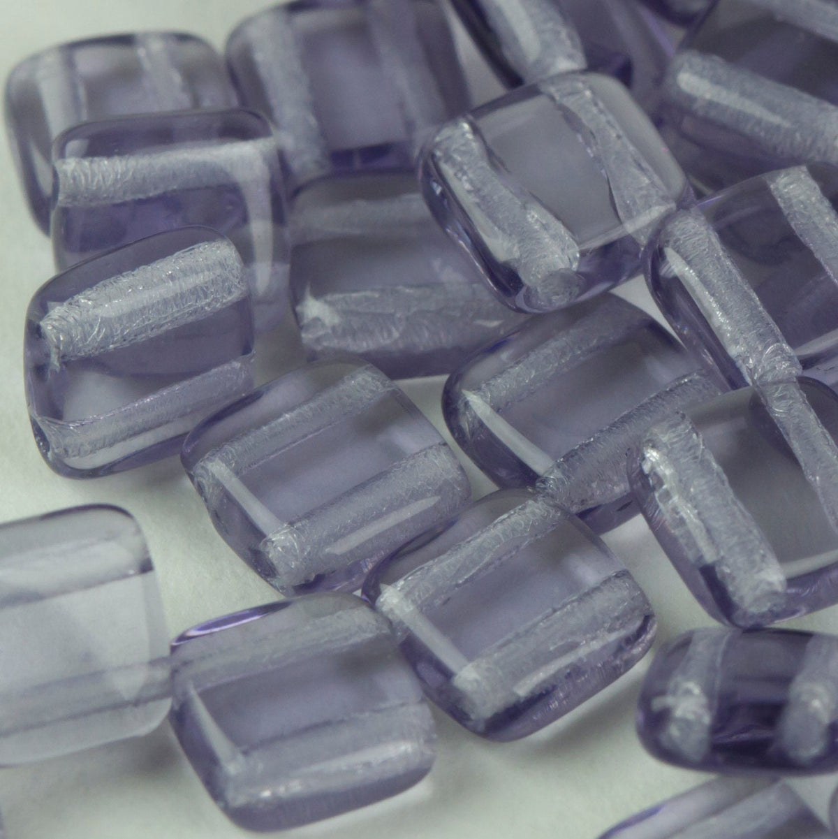 Czech Glass 6mm Tile Light Purple Transparent