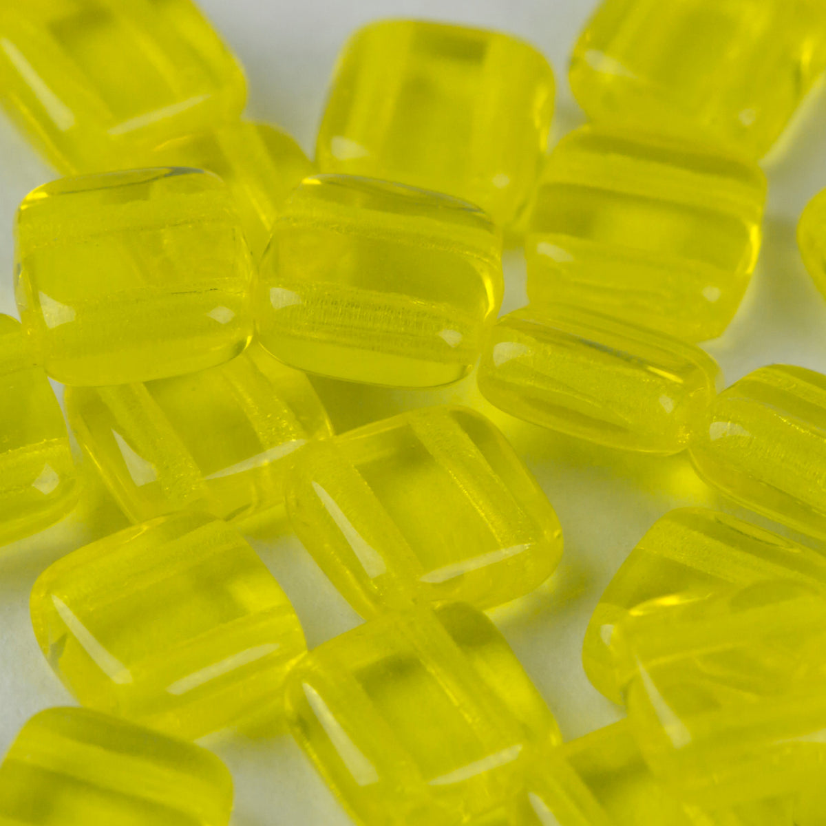 Czech Glass 6mm Tile Bead Yellow Transparent