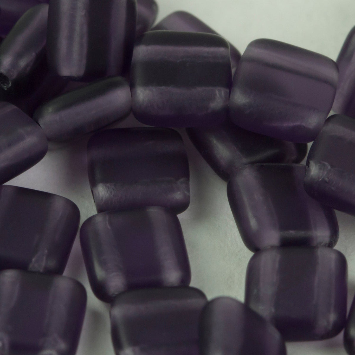 Czech Glass 6mm Tile Bead Medium Purple Matte