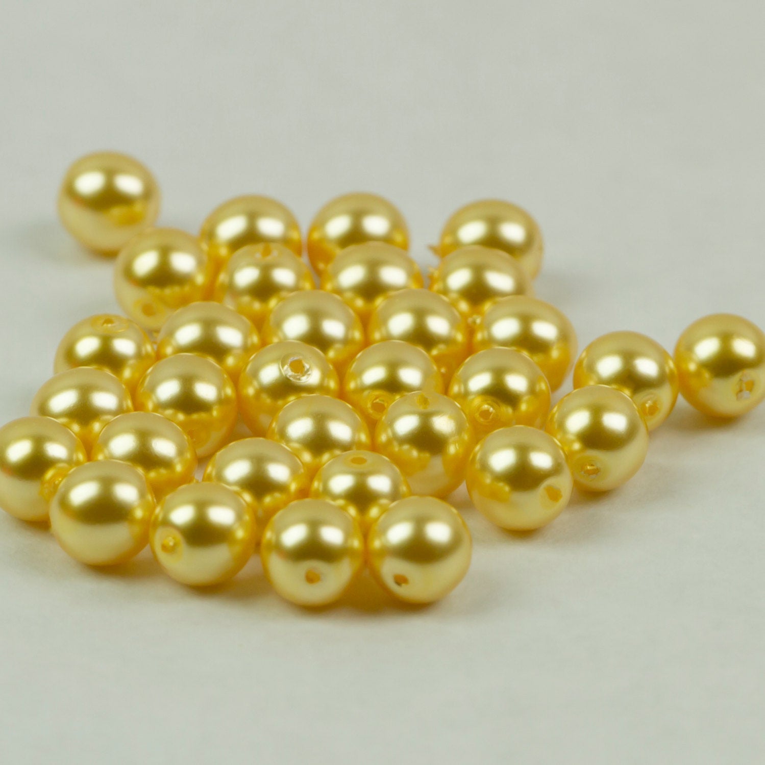 Czech Glass Pearls, 6mm Round, Warm Yellow, 32 pieces