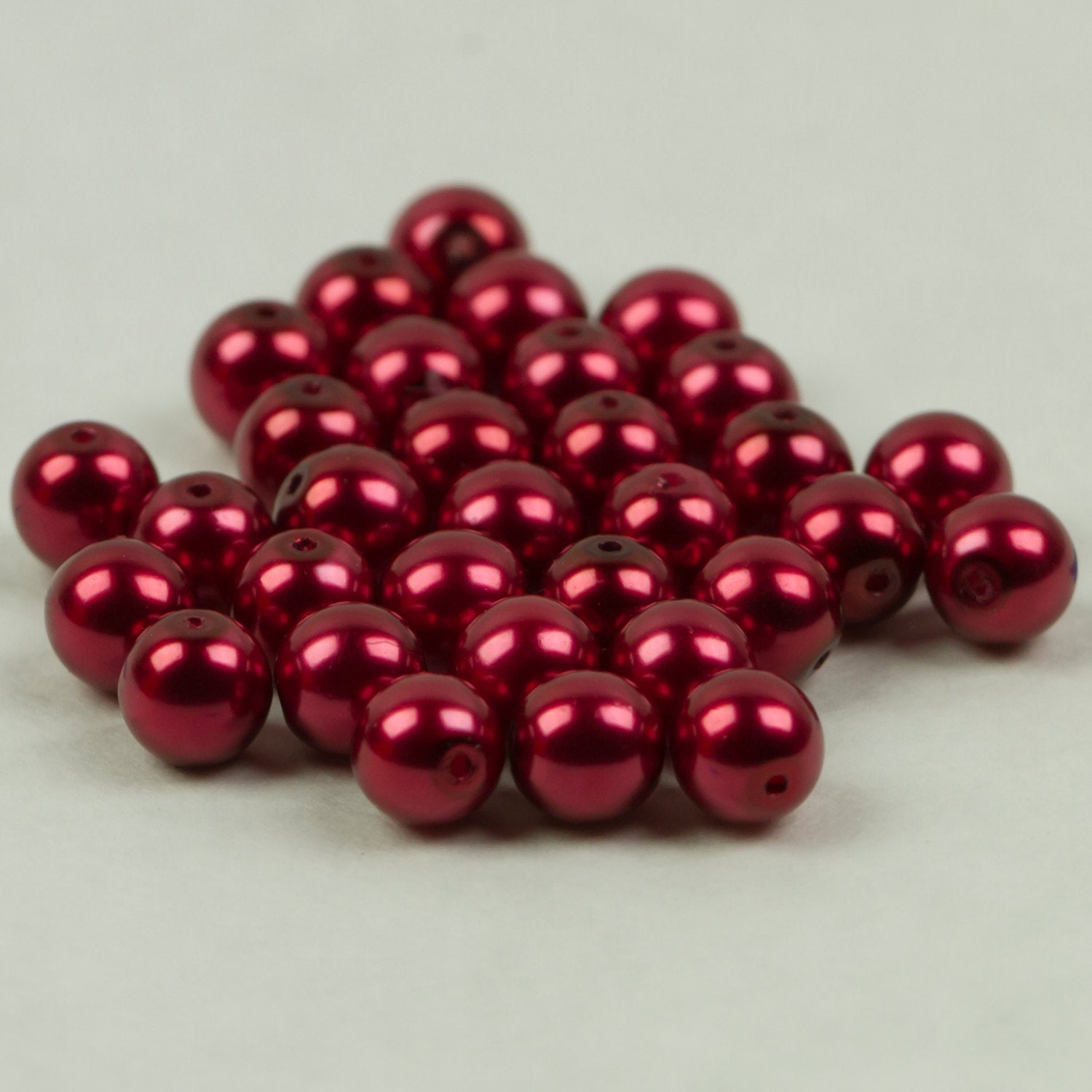 Czech Glass Pearls 6mm Round Cherry Red 32 pieces