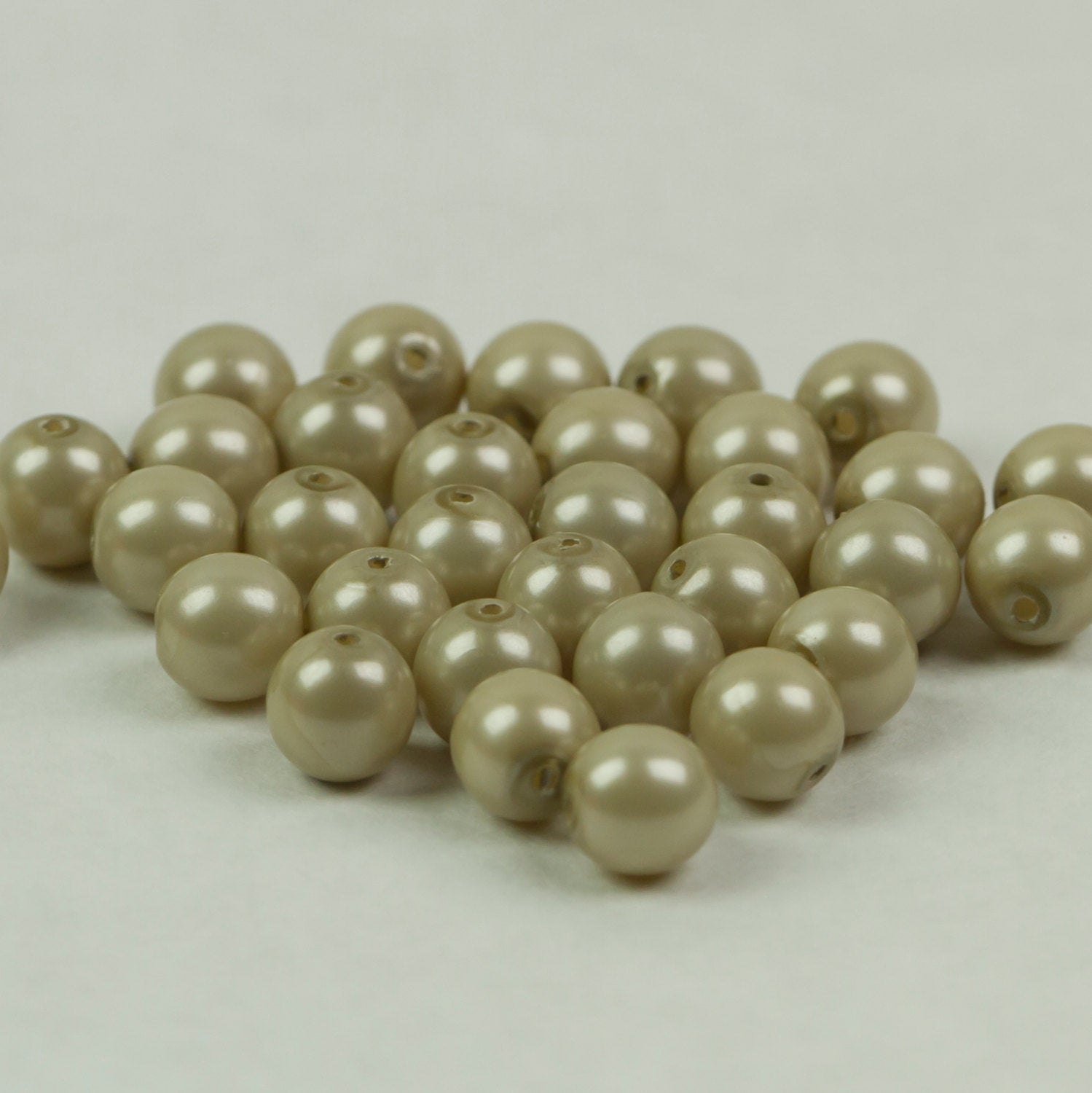 Czech Glass Pearls 6mm Round Satin Taupe 32 pieces