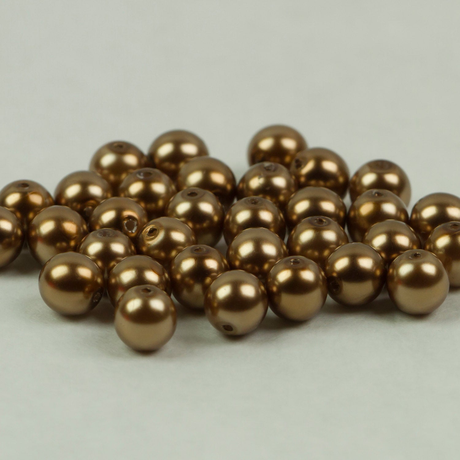 Czech Glass Pearls 6mm Round Golden Bronze 32 pieces