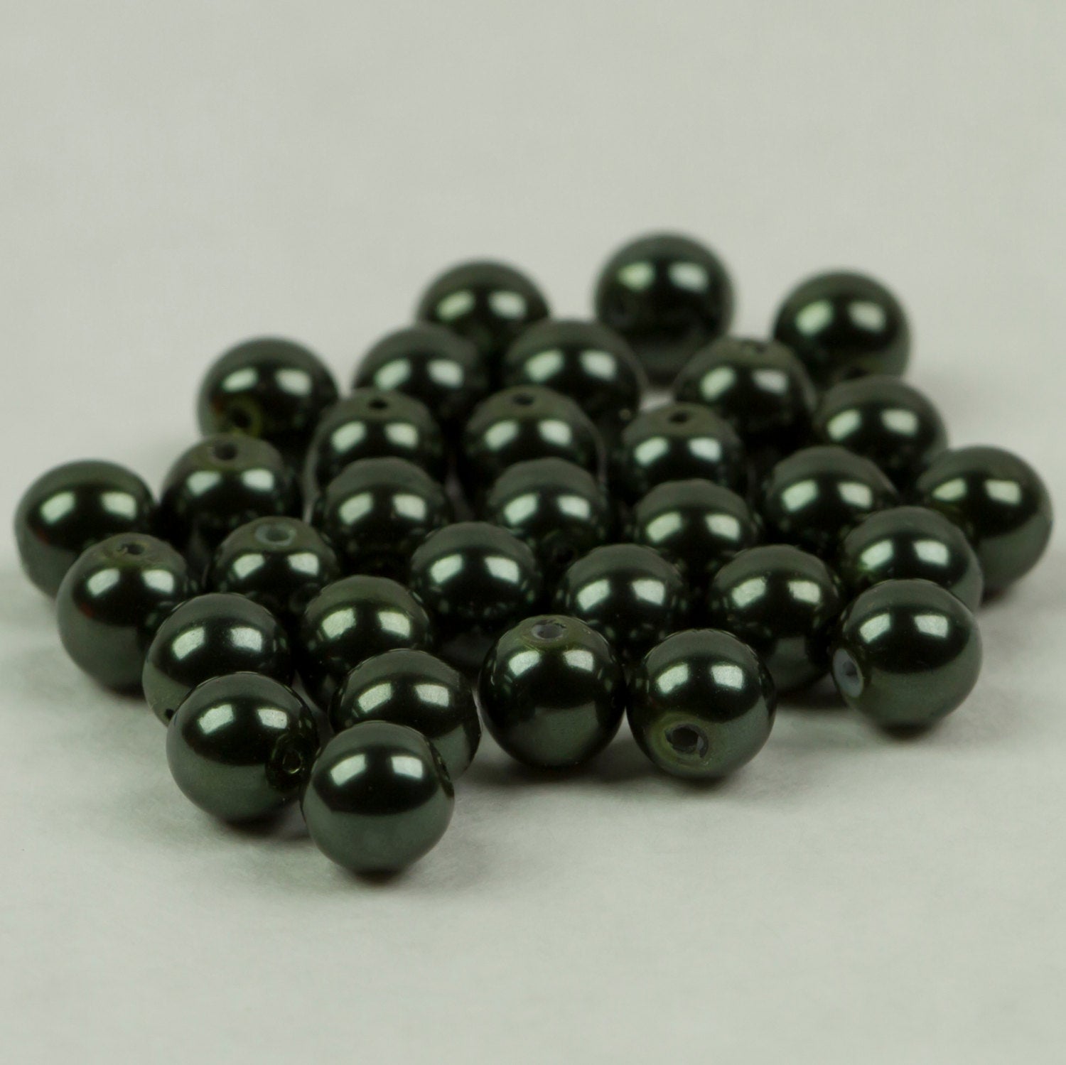Czech Glass Pearls 6mm Round Forest Green 32 pieces
