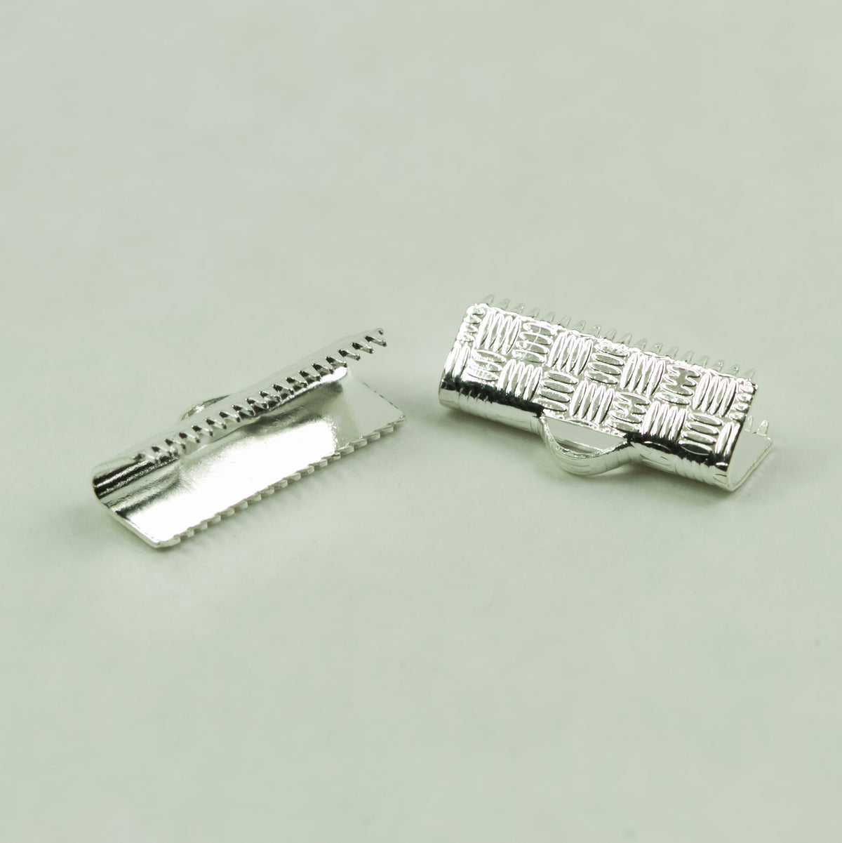 Silver Ribbon Crimp 12mm 1 Pair