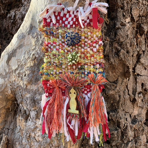 Large Loom Weaving Goddess with Flower Pattern