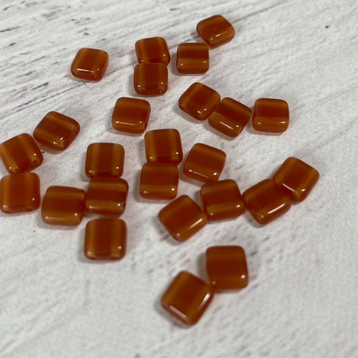 Czech Glass 6mm Tile Carnelian