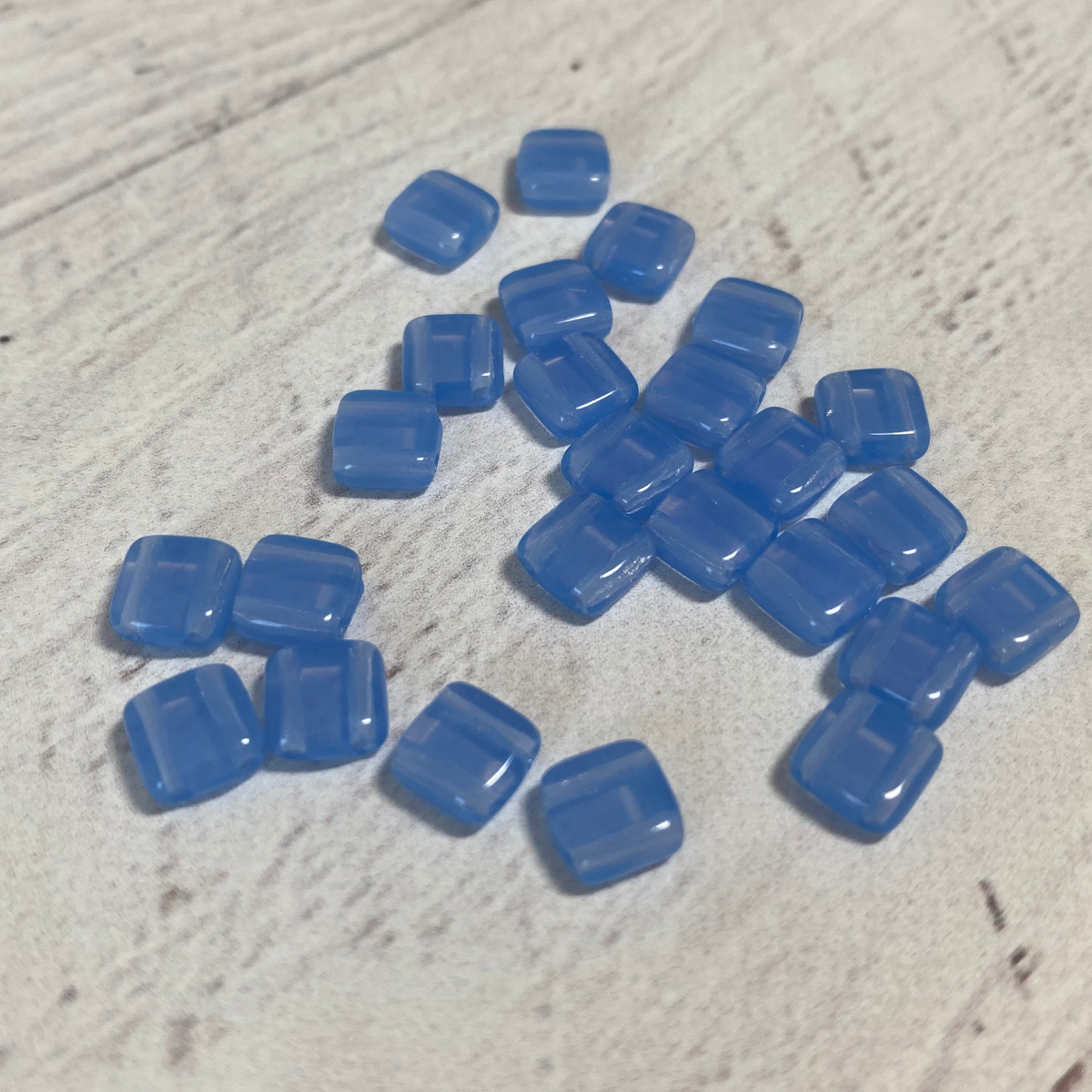 Czech Glass 6mm Tile Light Blue Opal